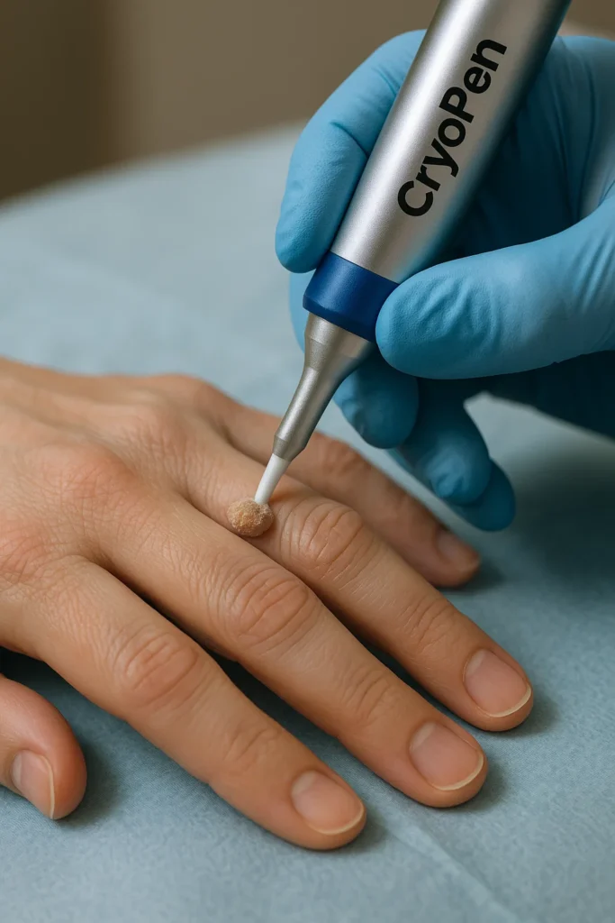 example of cryopen wart removal Blackpool treatment on a persons finger