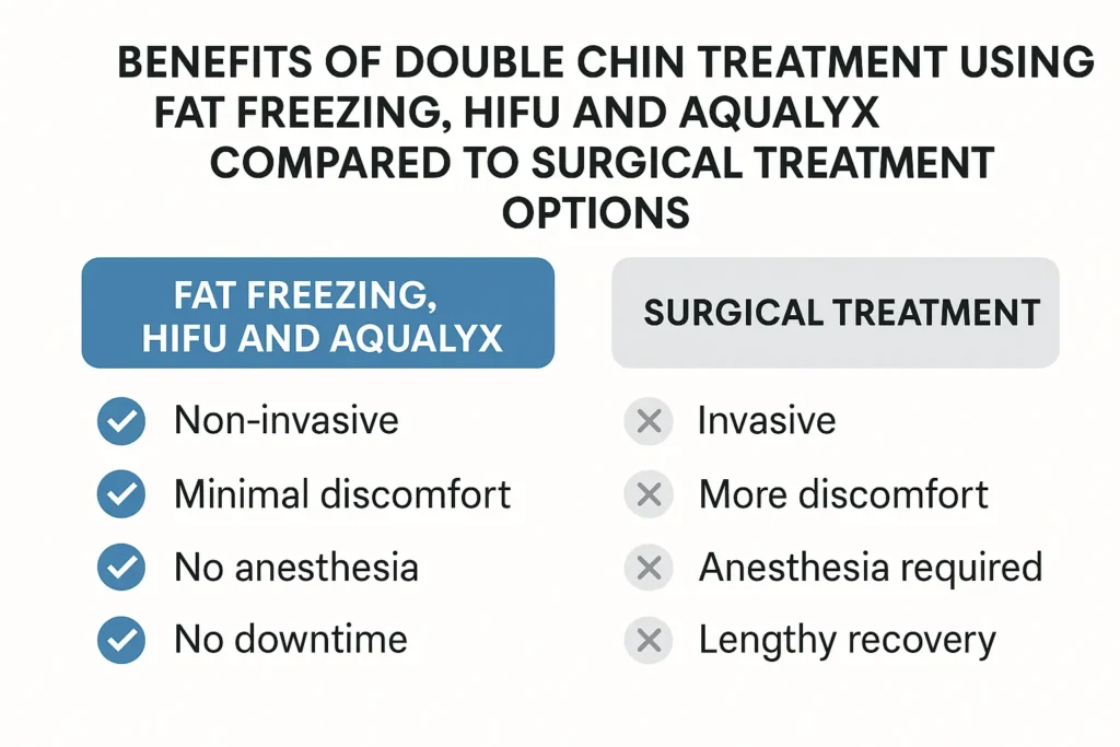Graphic about the benefits of double chin treatment Blackpool - from LA LIPO