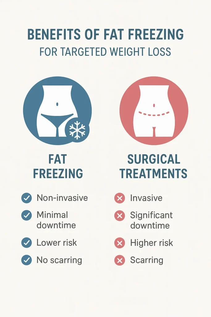 graphic showing the benefits of fat freezing Blackpool
