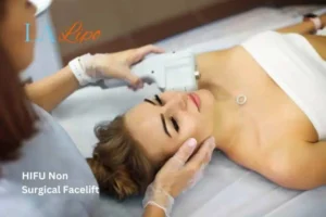 Woman having Hi-Fu to reduce wrinkles Blackpool.