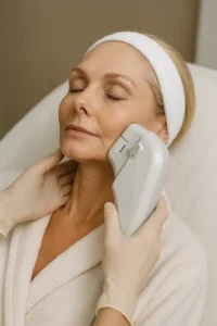 Woman receiving HIFU non surgical facelift treatment Blackpool
