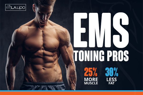 Graphic of man with toned body showing the benefits of LA-EMS Body Sculpting Blackpool treatment