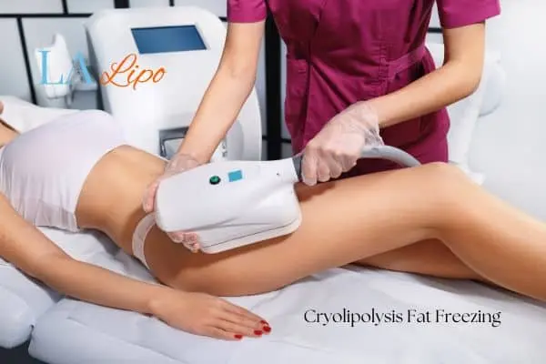 Woman receiving coolsculpting Blackpool treatment on her thighs