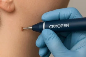 Person receiving skin tag removal Blackpool