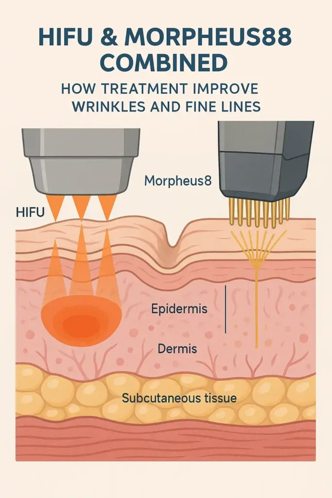 Diagram showing HIFU & Morpeus8 Blackpool and the benefits for reduction in wrinkles and fine lines