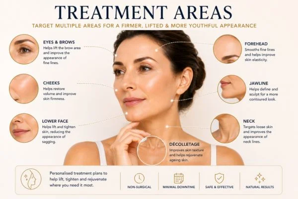 Areas of treatment for the ultimate lift tighten treatment Blackpool